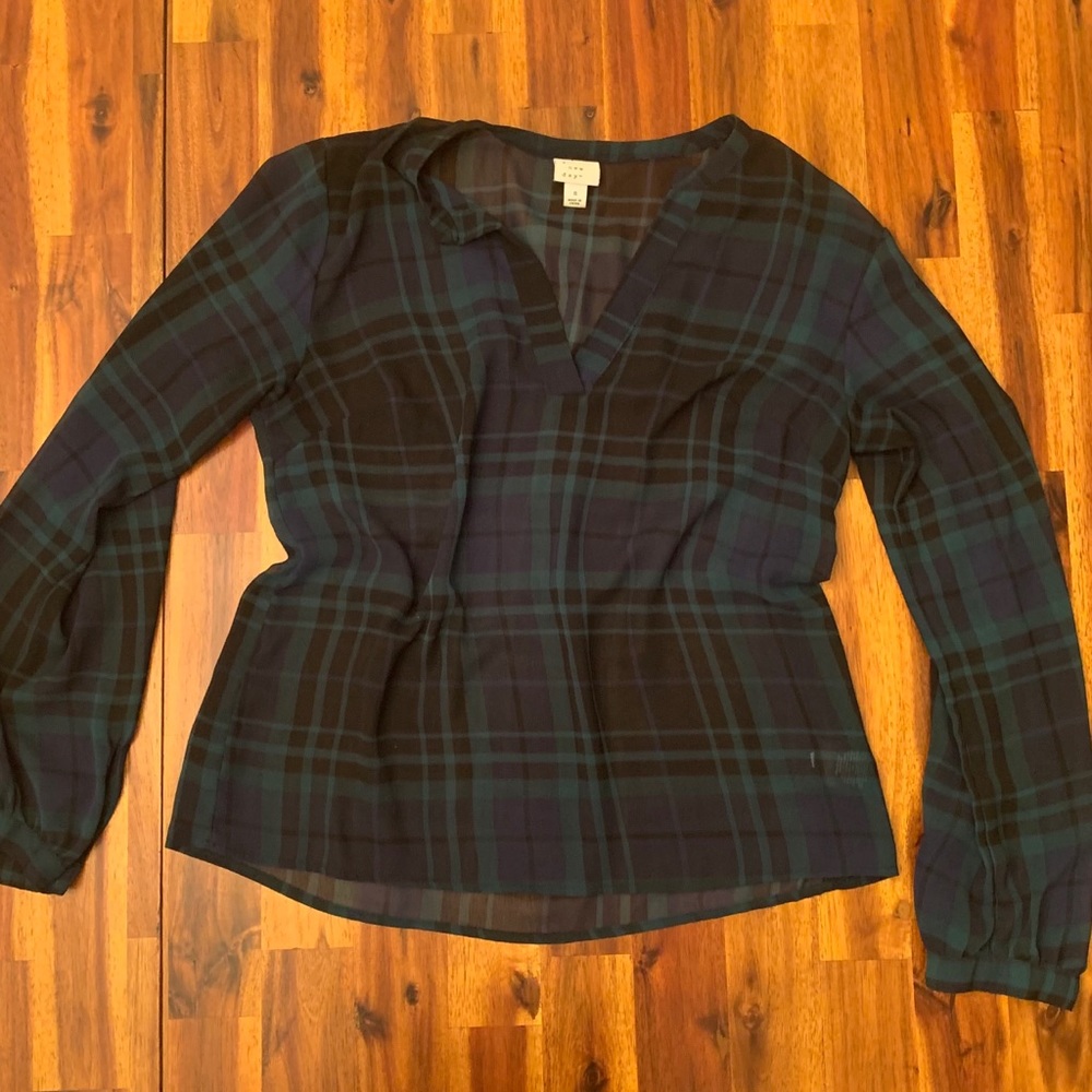 Sheer plaid blouse!